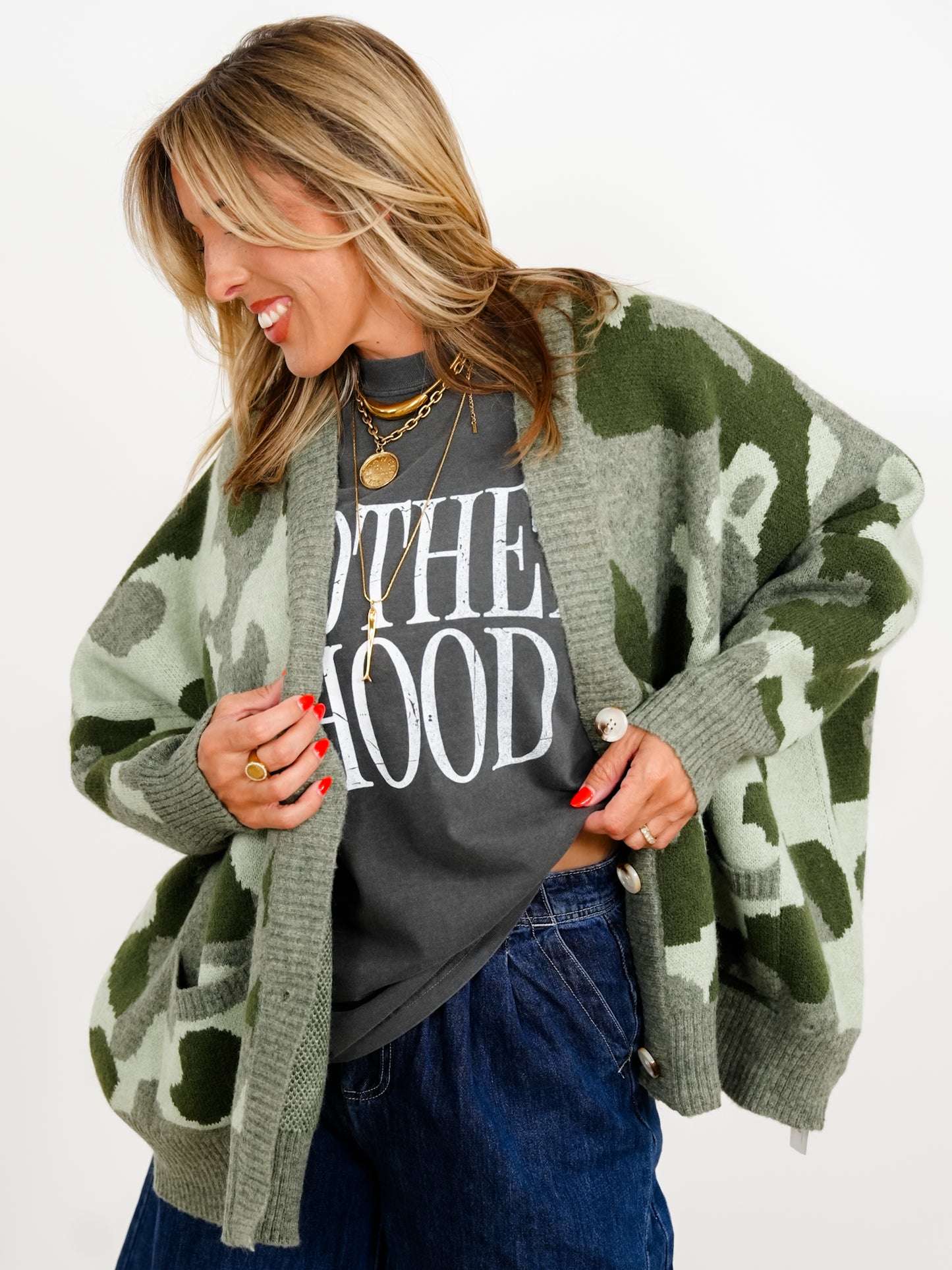 Camo Long Sleeve Button Down Cardigan