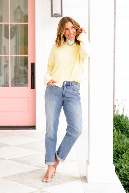 Judy Blue Mid Rise Medium Wash Boyfriend Jeans