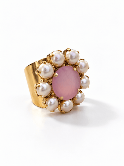 TOVA Twiggy Plus Crystal and Pearl Ring - Freckled Poppy
