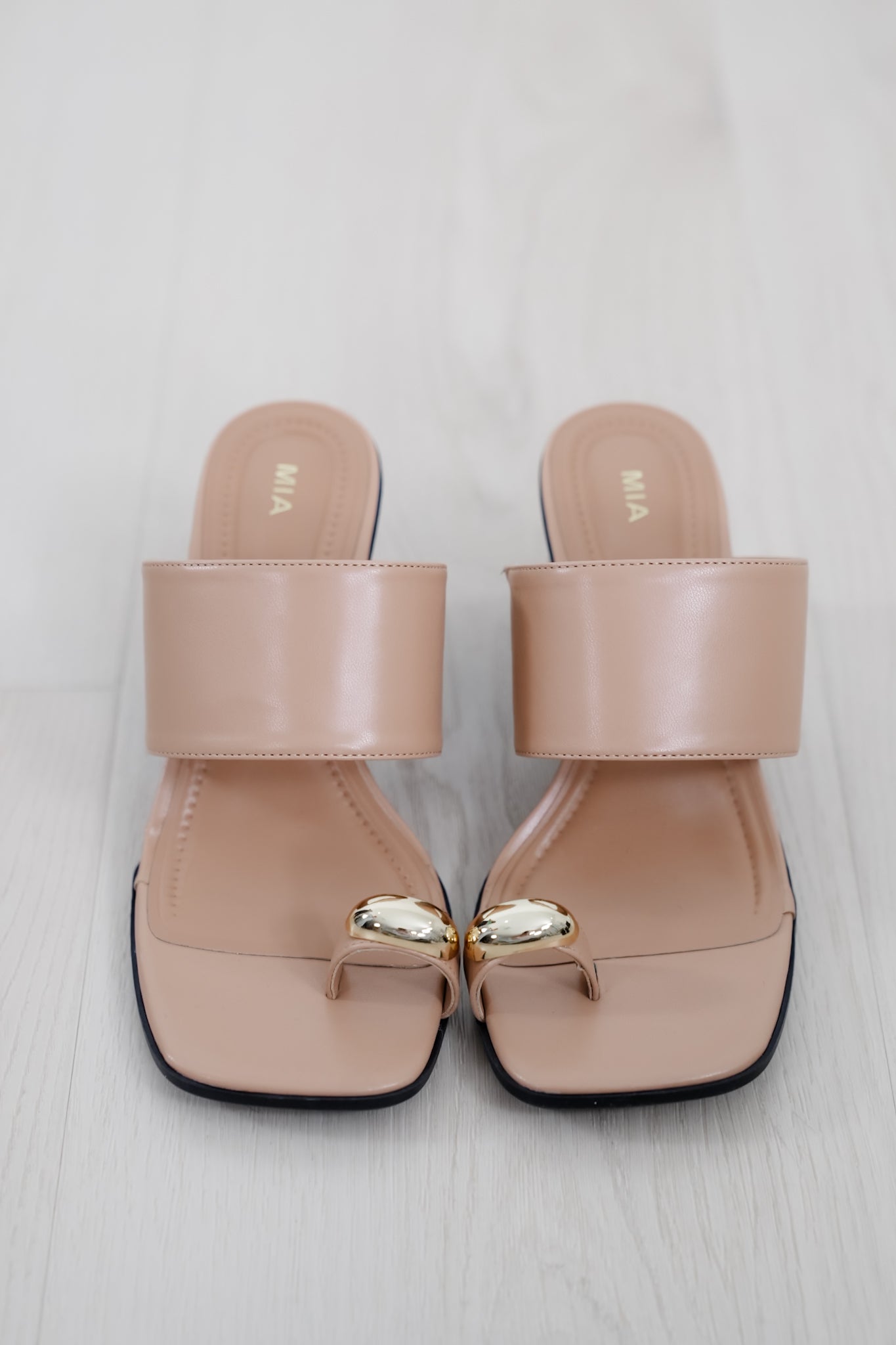 MIA Vegan Leather Toe Ring Block Heel Mule