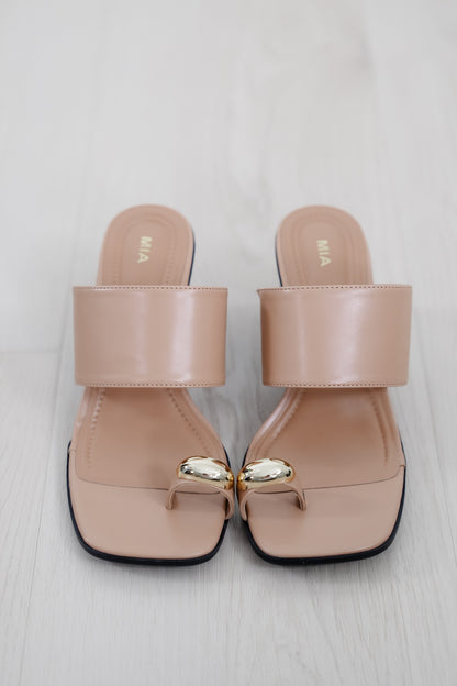 MIA Vegan Leather Toe Ring Block Heel Mule