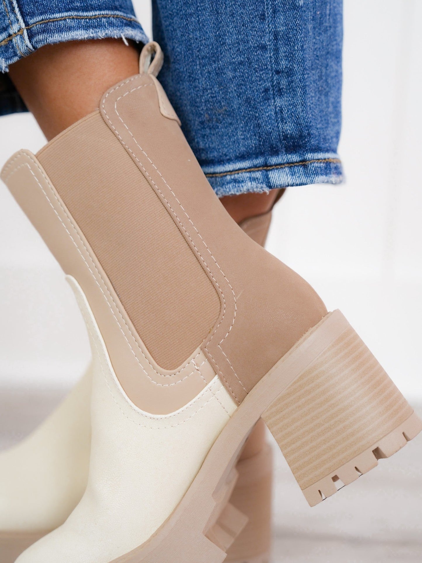 MIA Color Block Chunky Heel Boot