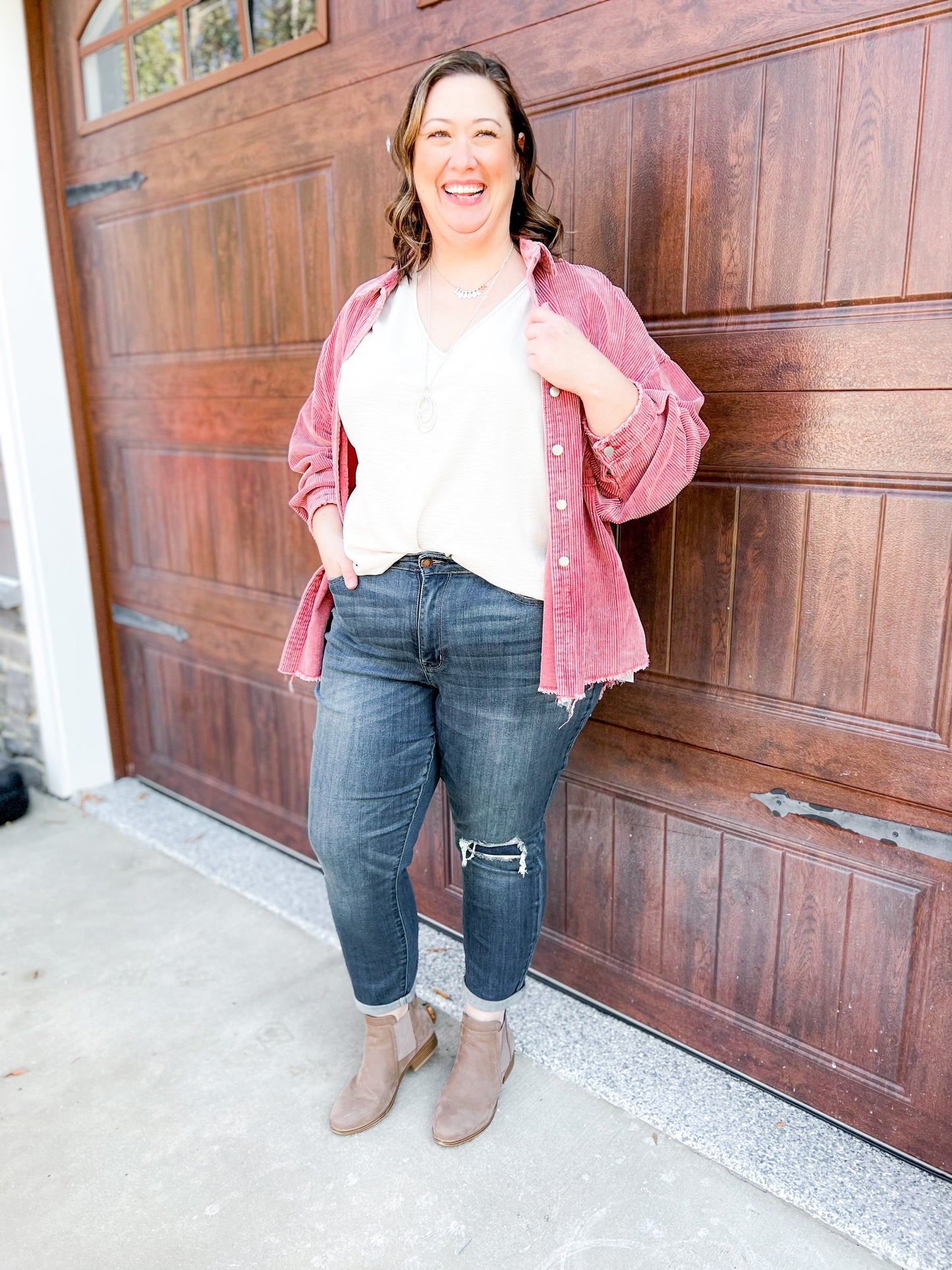 Judy Blue Eight Days A Week Vintage Wash Distressed Knee Patch Boyfriend Jean