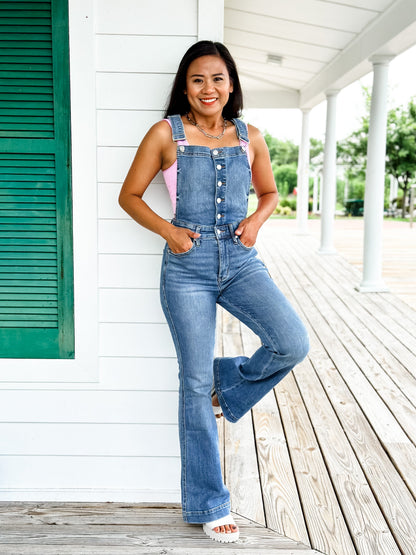 Judy Blue High Rise Control Top Non Distressed Flare Overall