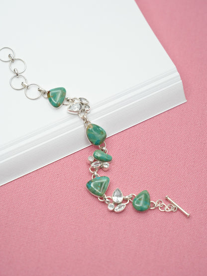BOHO SOL Sterling And Turquoise Chunky Cluster Toggle Bracelet