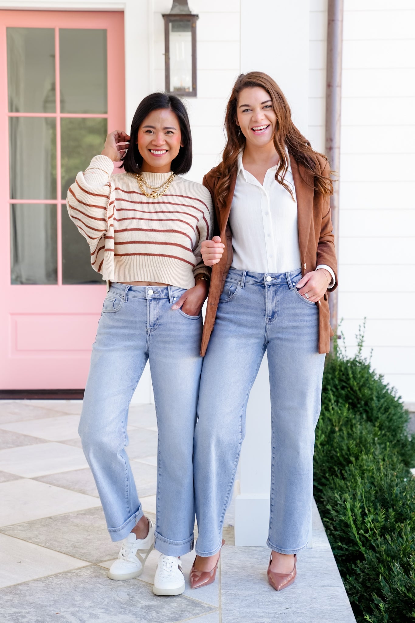 Risen High Rise Light Wash Cuffed Barrel Jeans