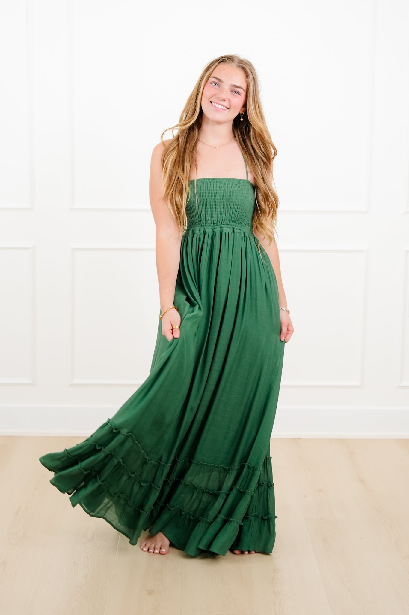 Solid Color Sleeveless Smocked Maxi Dress – Freckled Poppy