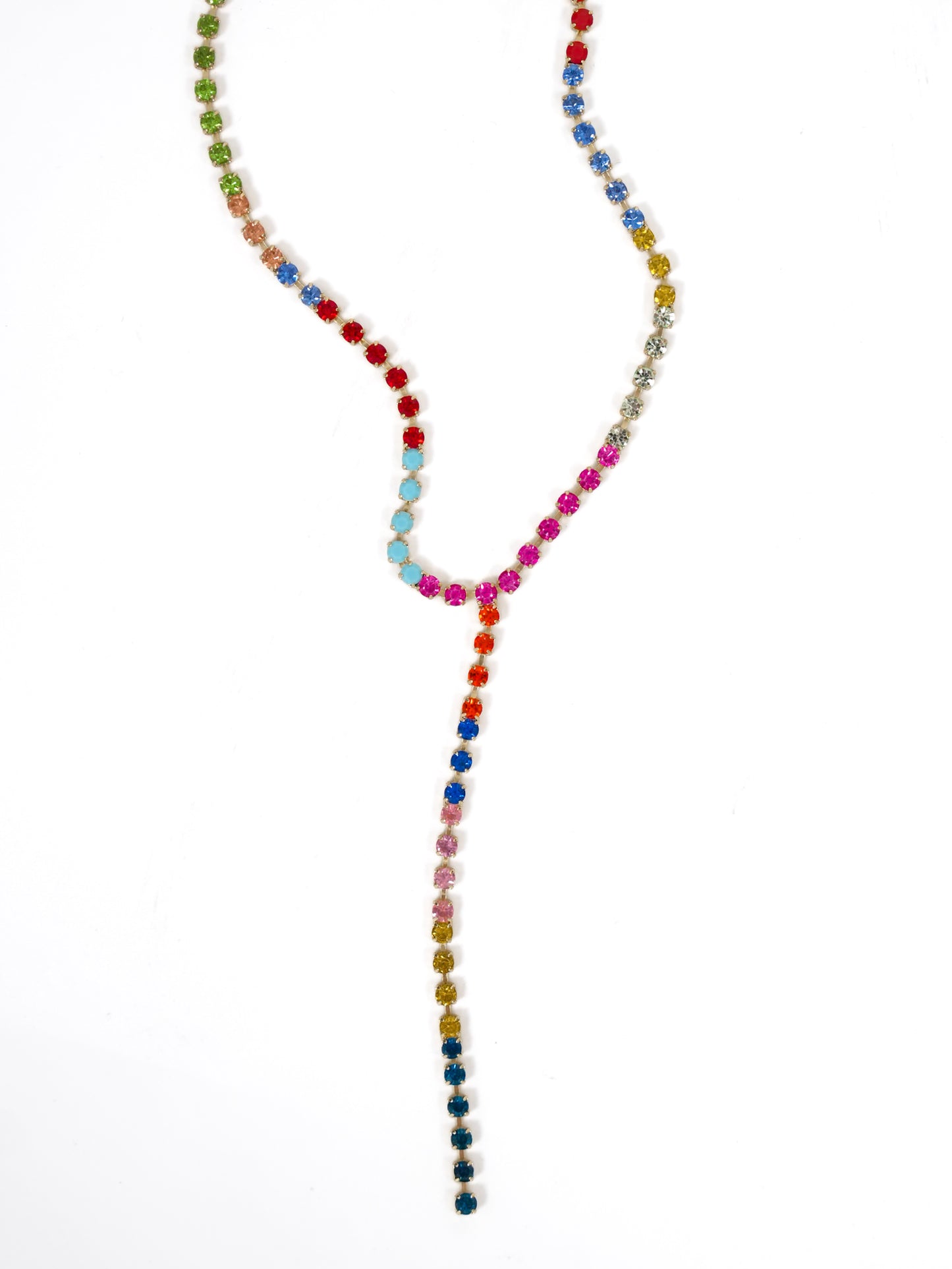 TOVA Kassandra Rainbow Crystal Y Necklace