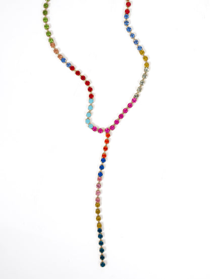 TOVA Kassandra Rainbow Crystal Y Necklace