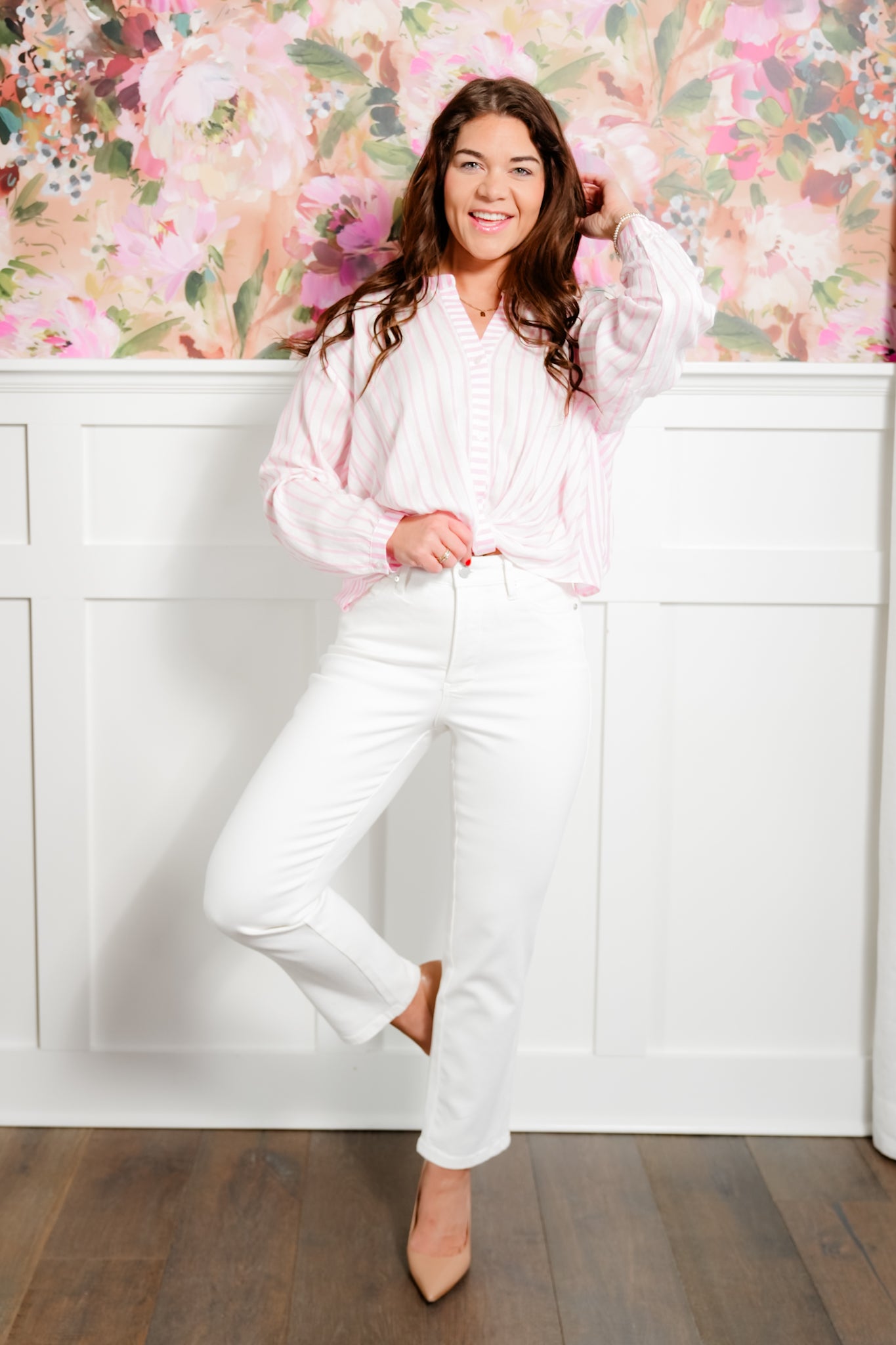 Judy Blue High Rise White Tummy Control Ankle Straight Leg Jeans