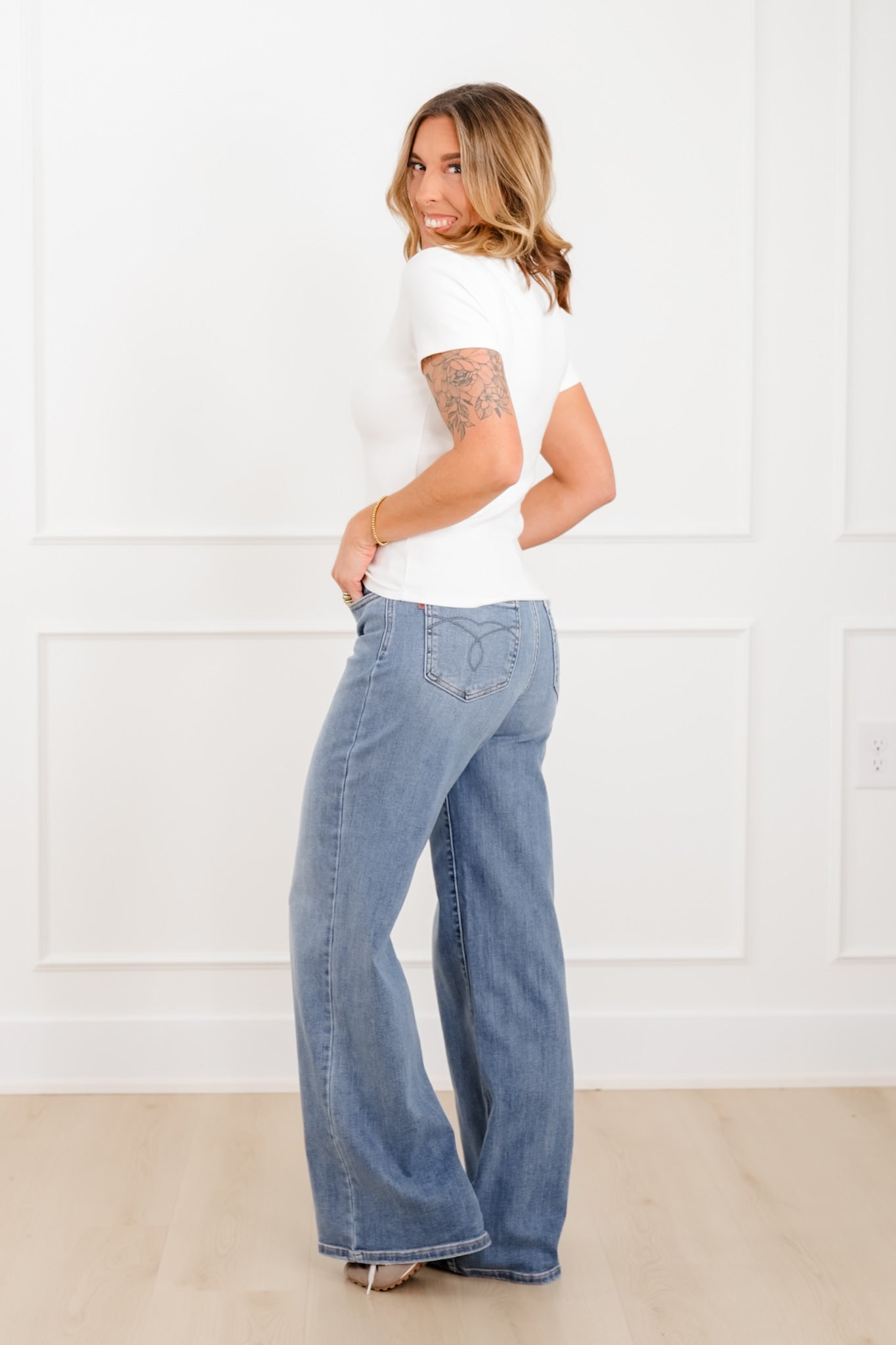 Judy Blue The Lola Multiple Inseam Medium Wash Retro Wide Leg Jeans