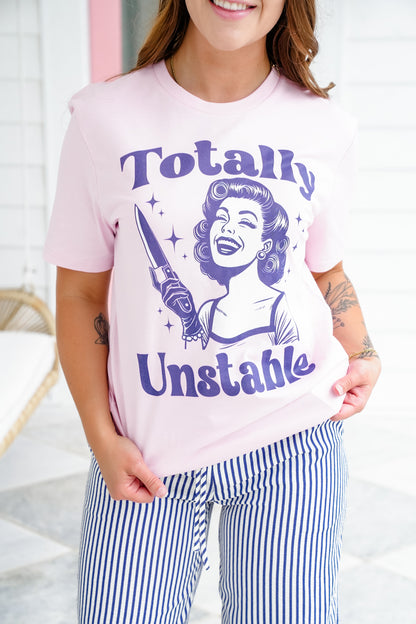 Plus/Reg Pink Short Sleeve "Totally Unstable" Graphic Tee