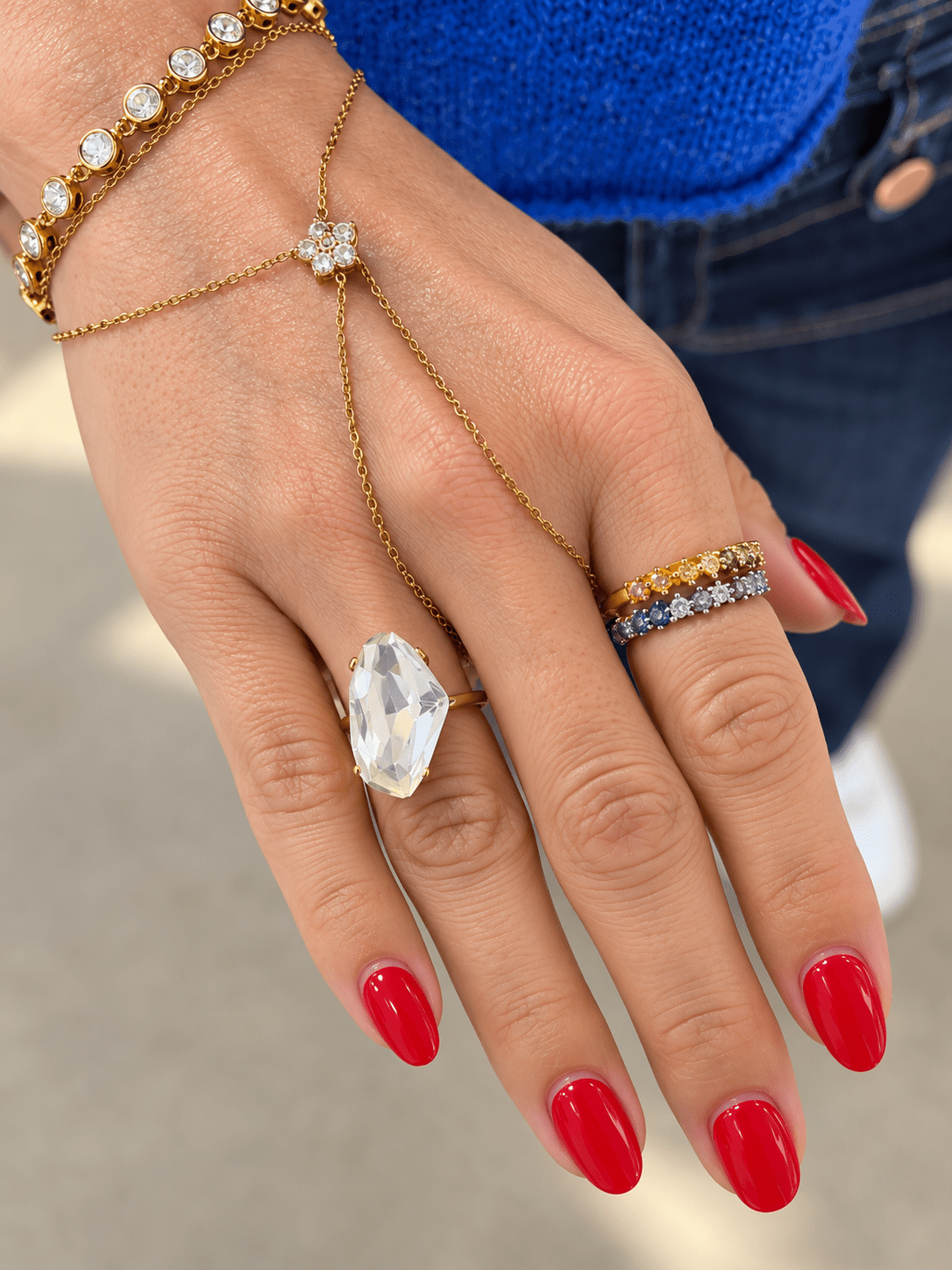 Crystal Flower Cluster Ring - Freckled Poppy