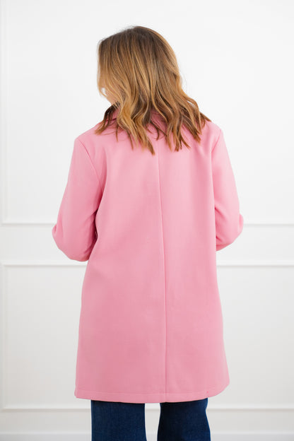 Pink Long Sleeve Open Jacket with Scalloped Edge