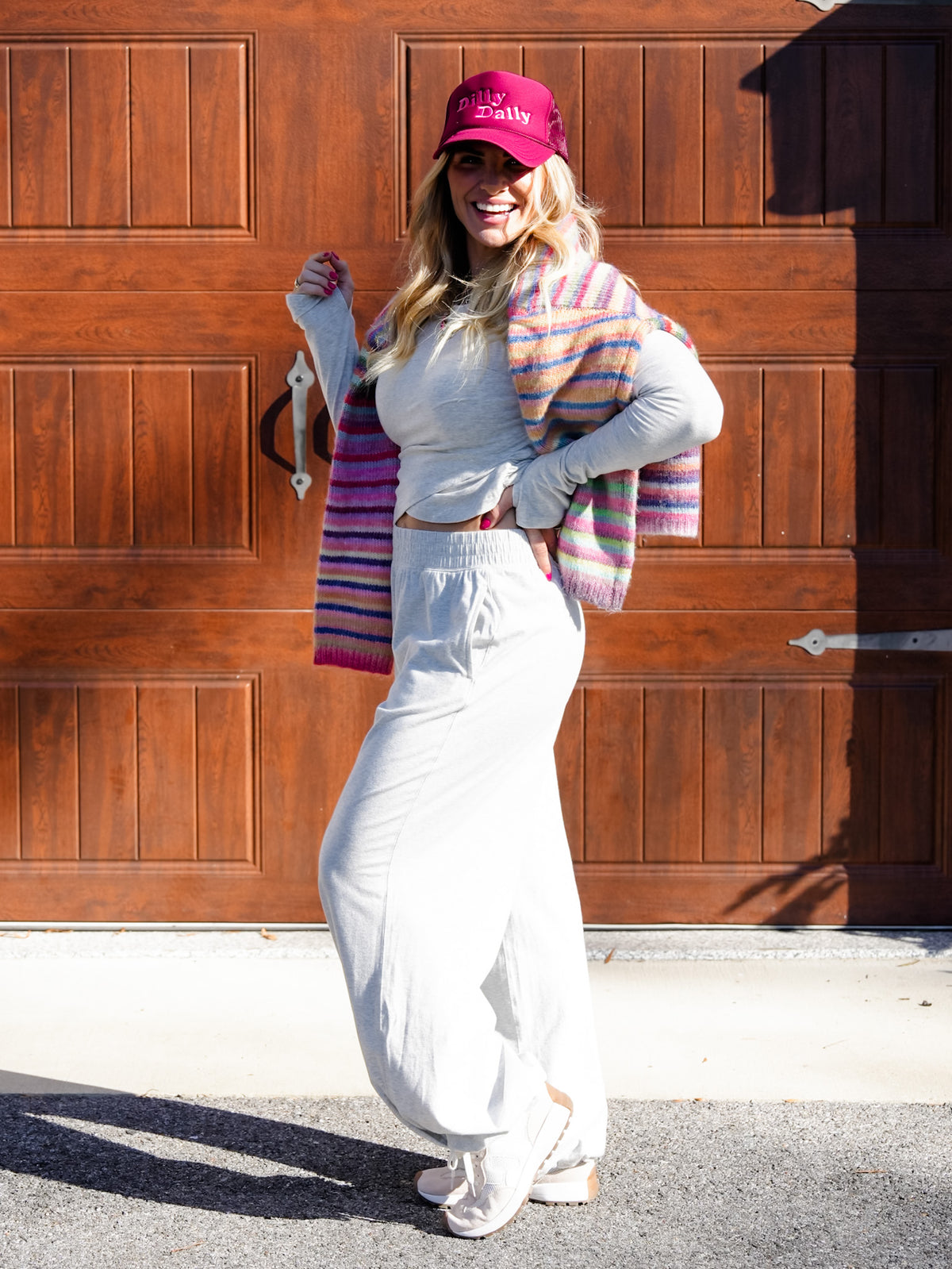 Solid Knit Cross Over Long Sleeve Top and Pants Set