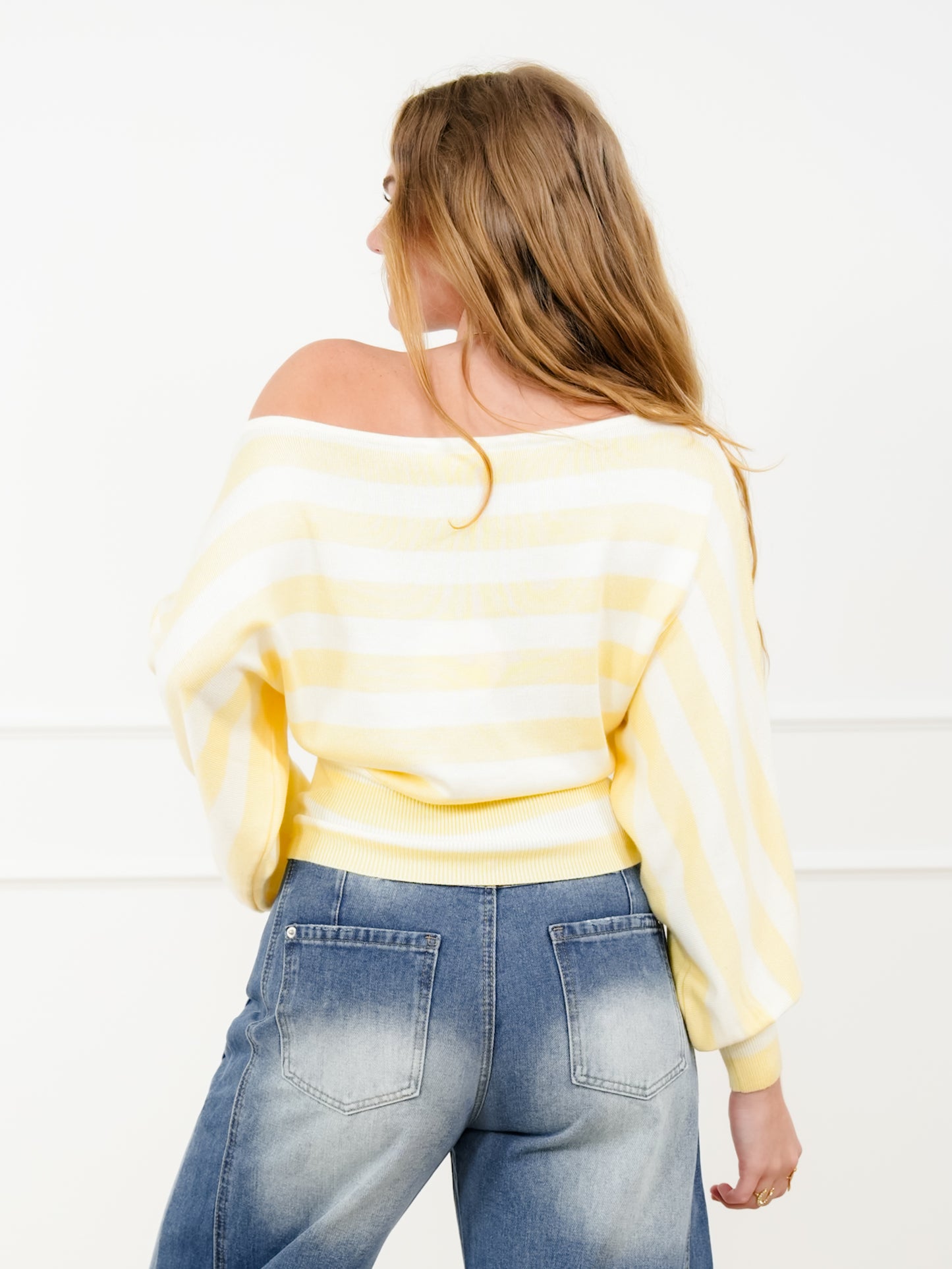 Stripe Long Sleeve Boat Neck Sweater