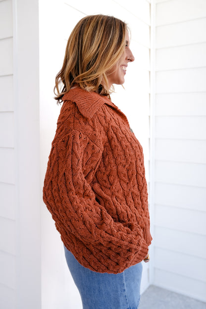 POL Knit Long Sleeve Button Up Sweater Top