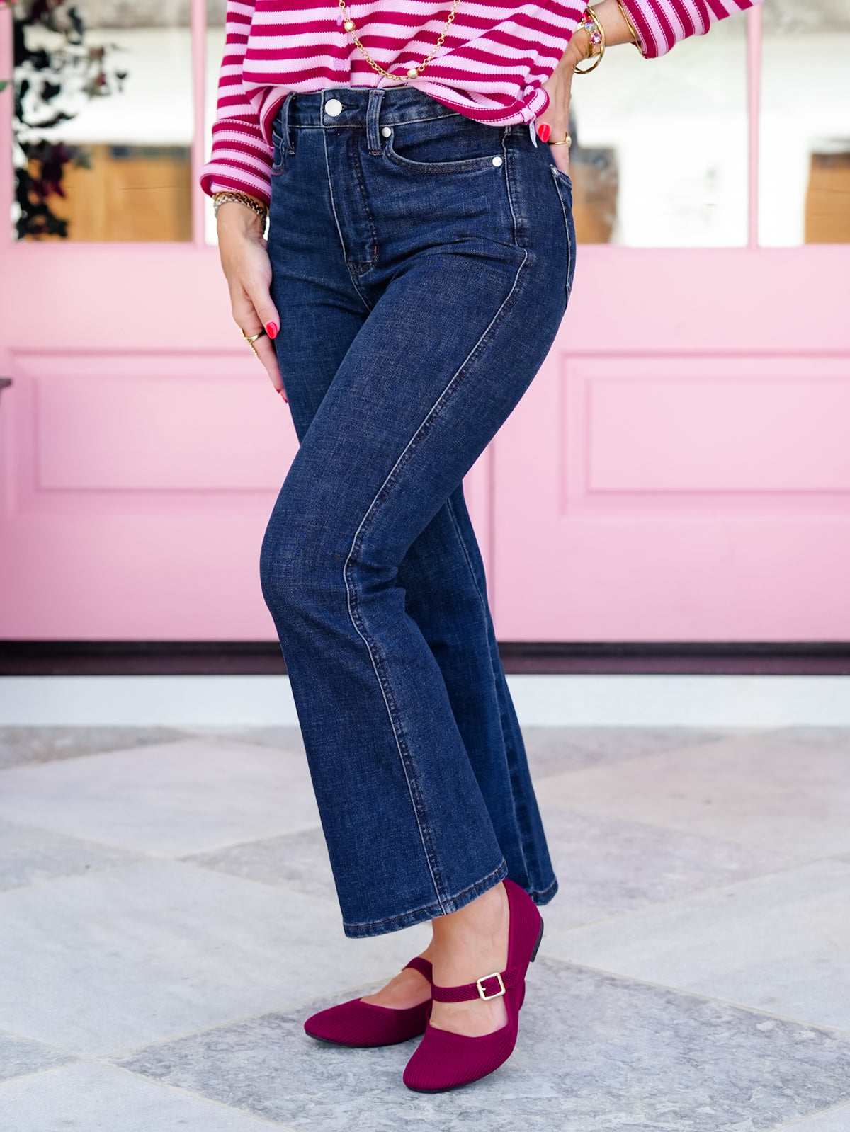Judy Blue High Rise Dark Wash Tummy Control Amy Kick Flare Jeans