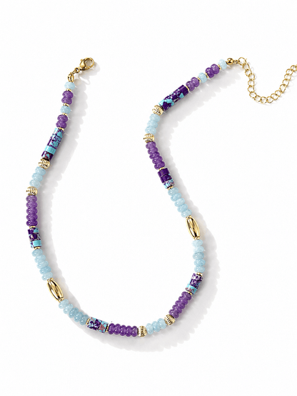 Treasure Jewels Tile Pastel Gemstone Necklace - Freckled Poppy