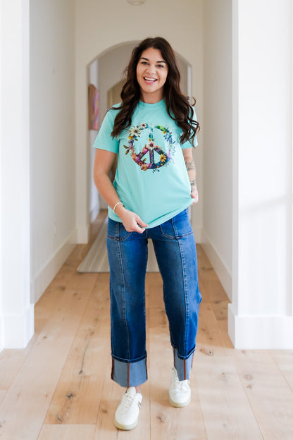 Plus/Reg Short Sleeve Peace Sign Graphic Tee