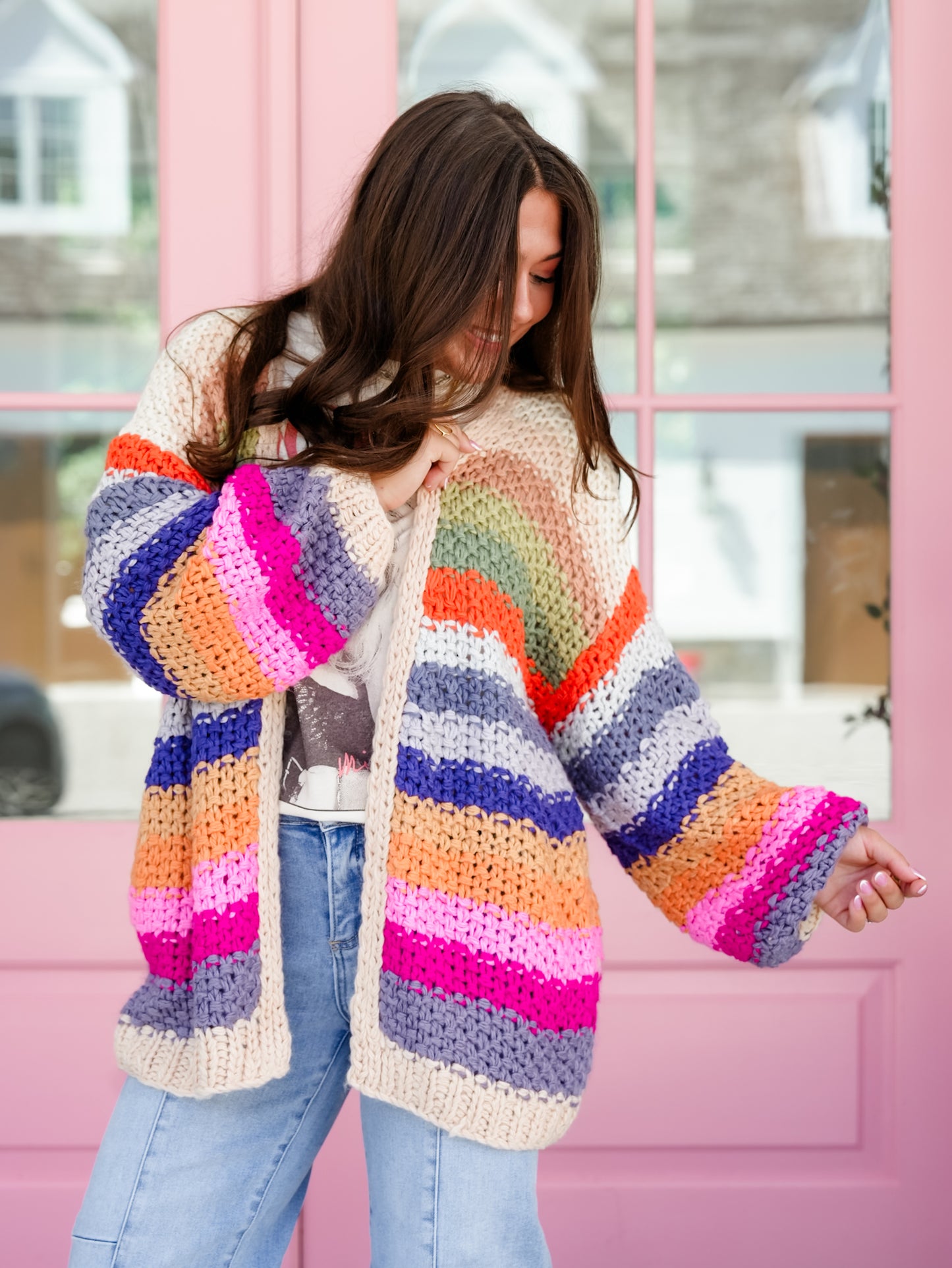 Crochet Long Sleeve Open Front Cardigan