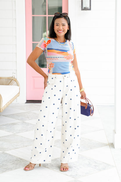 Beach Print Mesh Short Sleeve Baby Tee