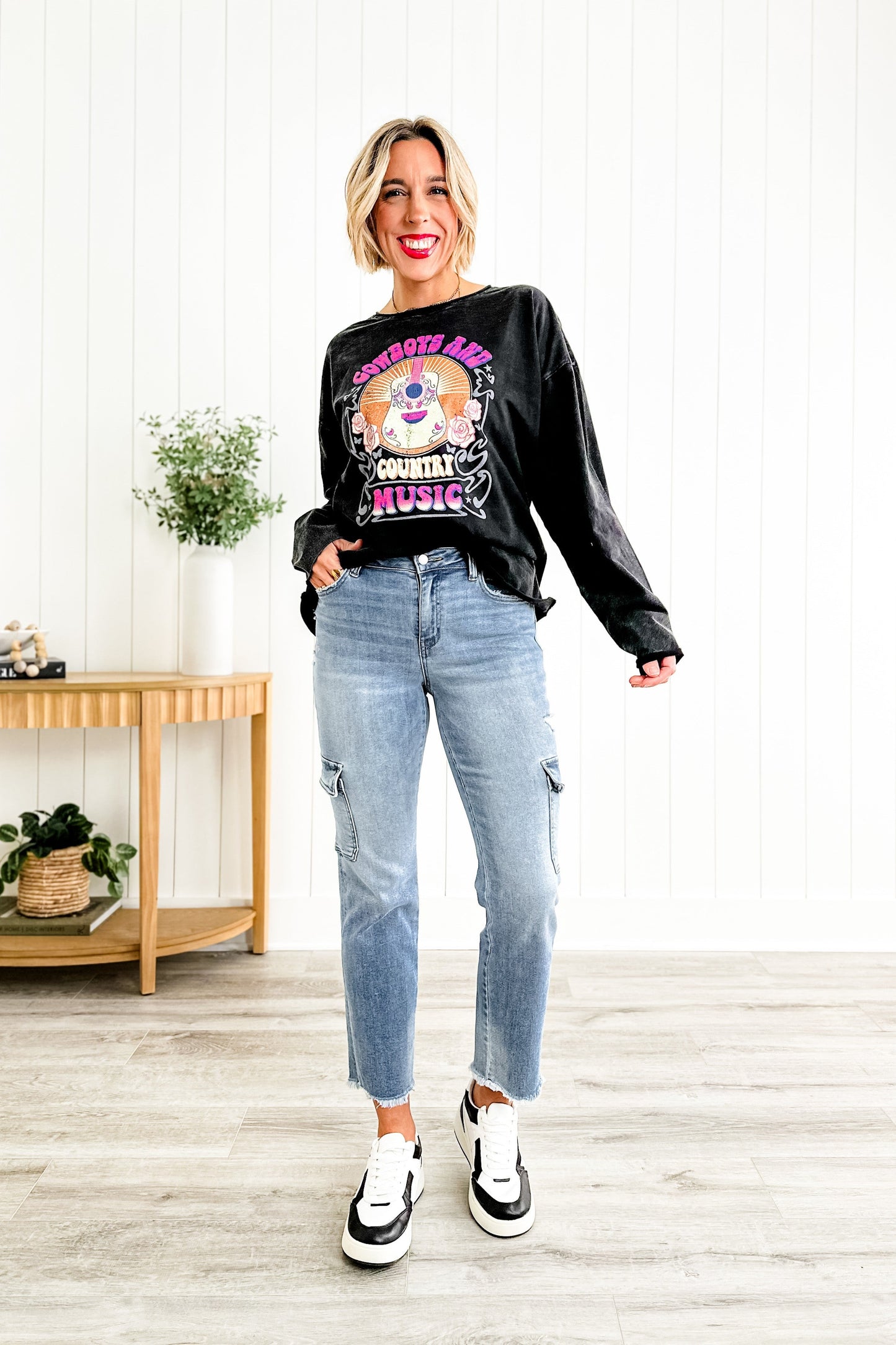 Vervet Mid Rise Cargo Slim Straight Jeans