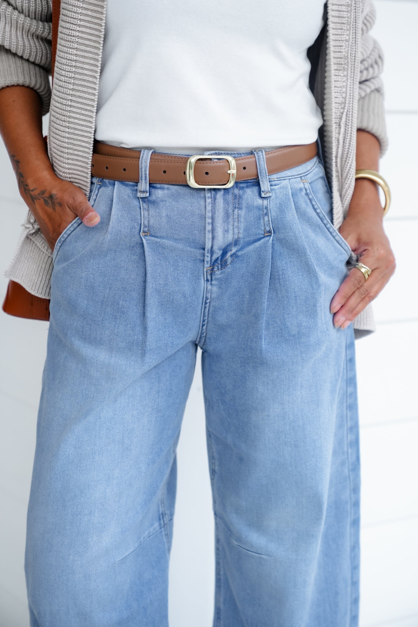 Risen The Easy Street Wide-Leg Pleated Barrel Jeans