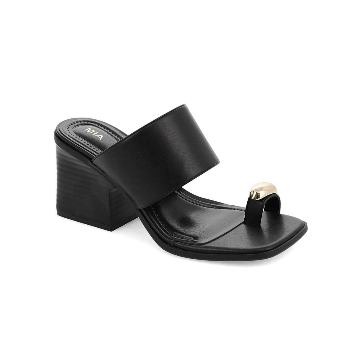 MIA Vegan Leather Toe Ring Block Heel Mule