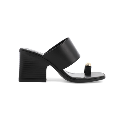 MIA Vegan Leather Toe Ring Block Heel Mule