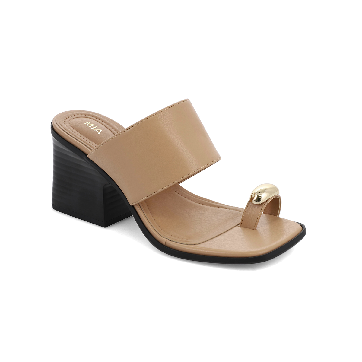MIA Vegan Leather Toe Ring Block Heel Mule