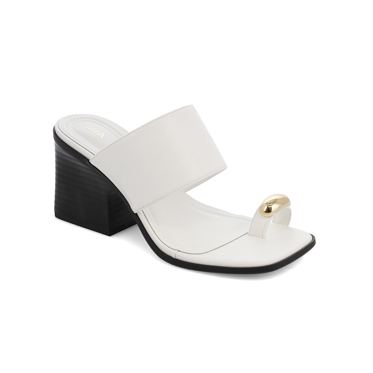 MIA Vegan Leather Toe Ring Block Heel Mule