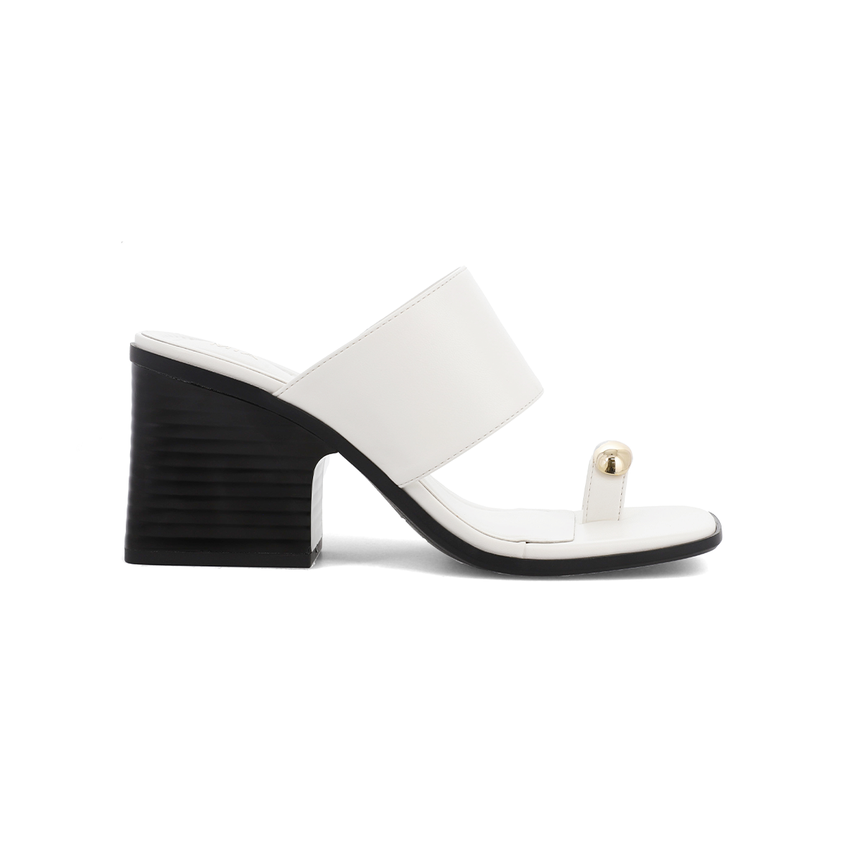 MIA Vegan Leather Toe Ring Block Heel Mule