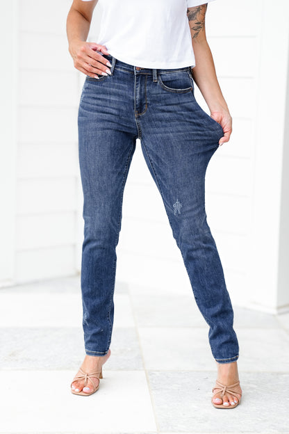 Judy Blue Meant To Be Mid Rise Dark Wash Multiple Inseam Relaxed Fit Jeans