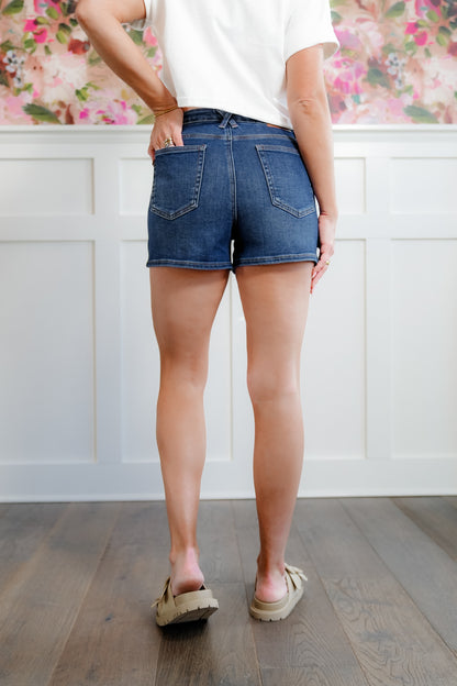 Judy Blue Medium Wash Tummy Control Slim Shorts