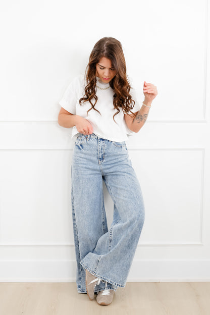 Freckled Poppy Multi-Inseam "The Lennon" High Rise Baggy Wide Leg Jean