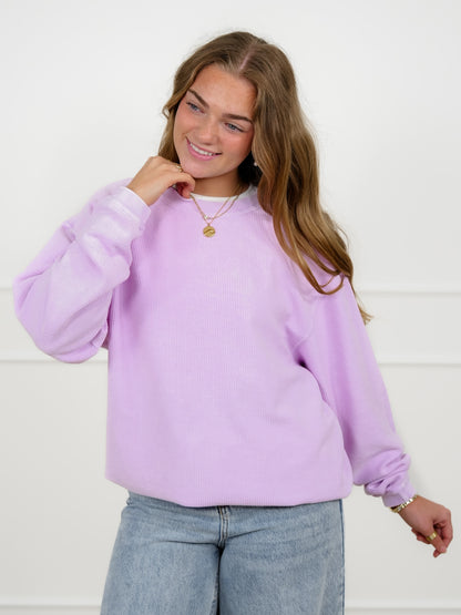 Plus/Reg Solid Color Corded Long Sleeve Pullover Top