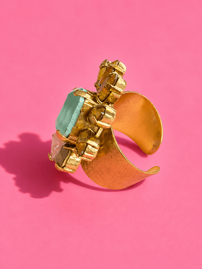 TOVA Lysandra Gold Plated Crystal Ring - Freckled Poppy