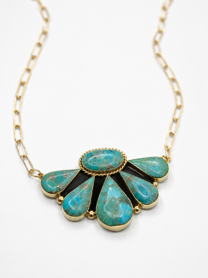 BOHO SOL Brass Large Half Cluster Necklace