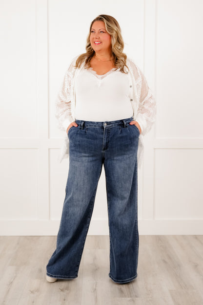 Mica High Rise Dark Wash Wide Leg Jeans