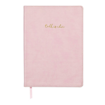 "Talk is Chic" Jumbo Pink Leatherette Notebook Journal