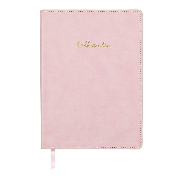 "Talk is Chic" Jumbo Pink Leatherette Notebook Journal