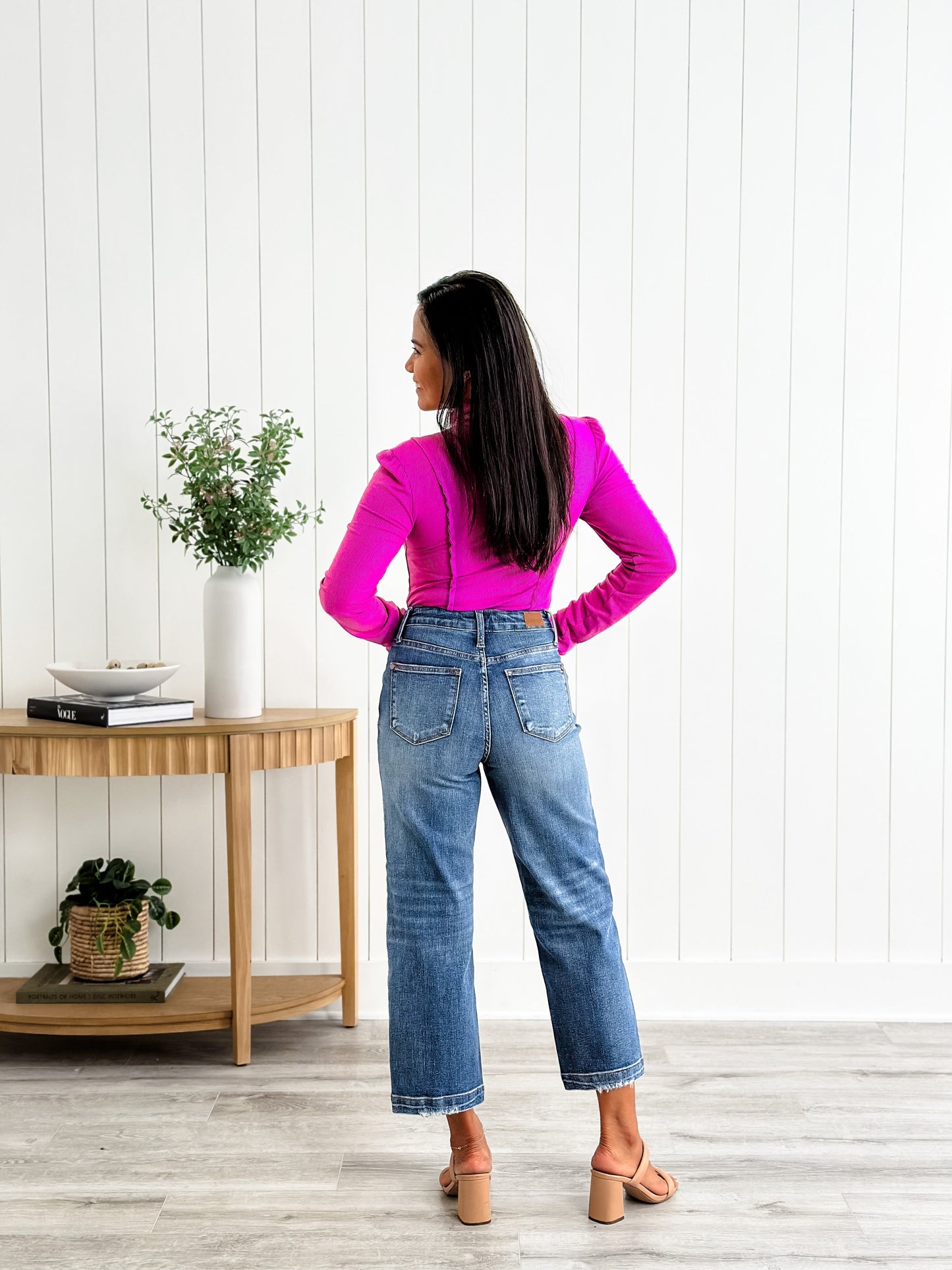Lovervet High Rise Medium Wash Slim Straight Leg Jeans