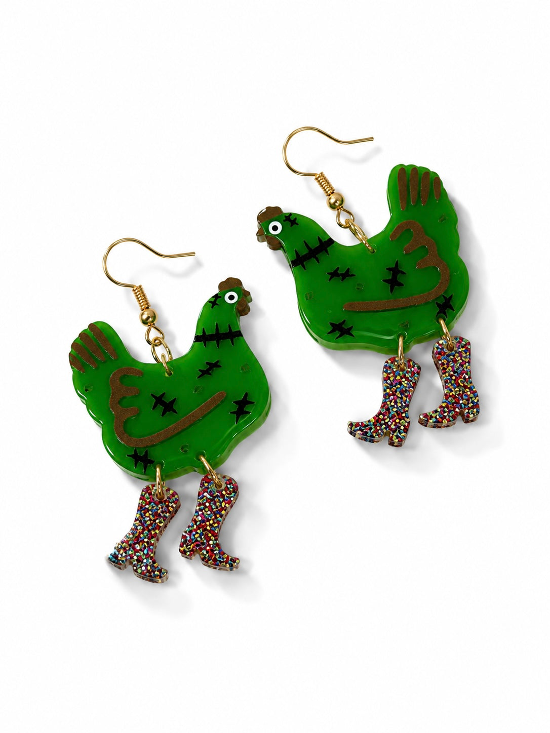 Halloween Cowboy Chicken Acrylic Dangle Earrings