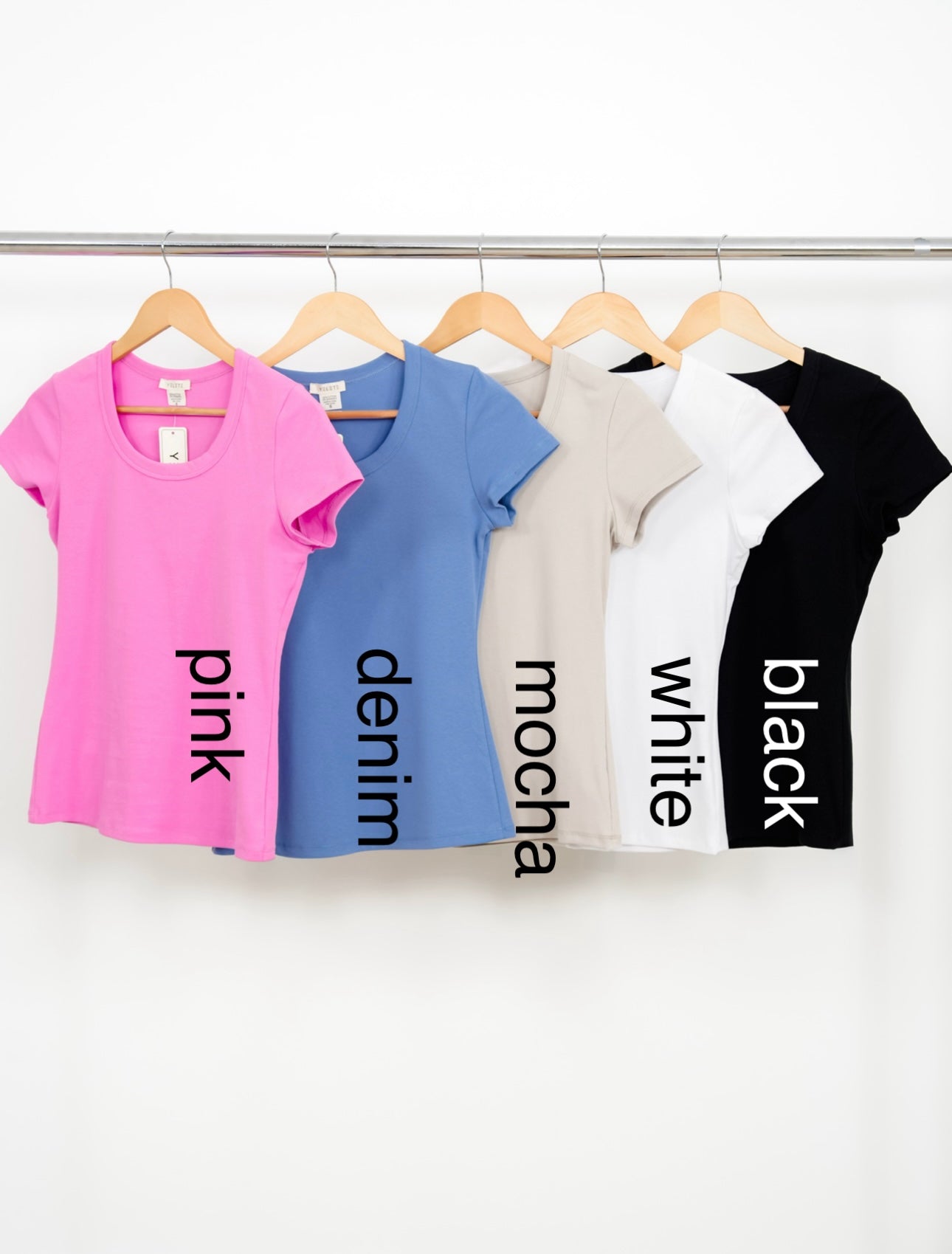 Restock! Door Buster! Plus/Reg Solid Basic Short Sleeve Round Neck Top