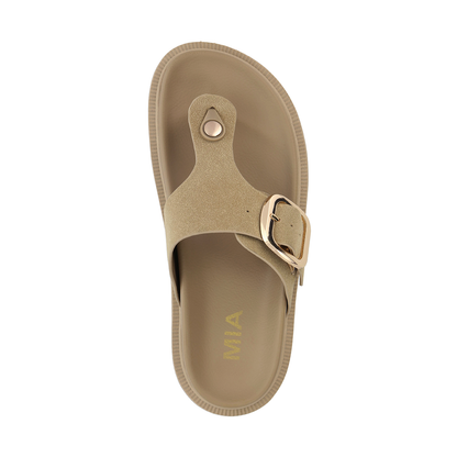 MIA Vegan Suede Buckle Thong Sandal