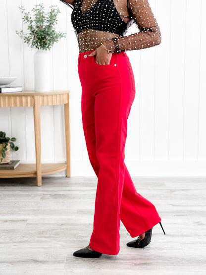 Judy Blue Red Hot High Rise Red 90's Straight Leg Jeans