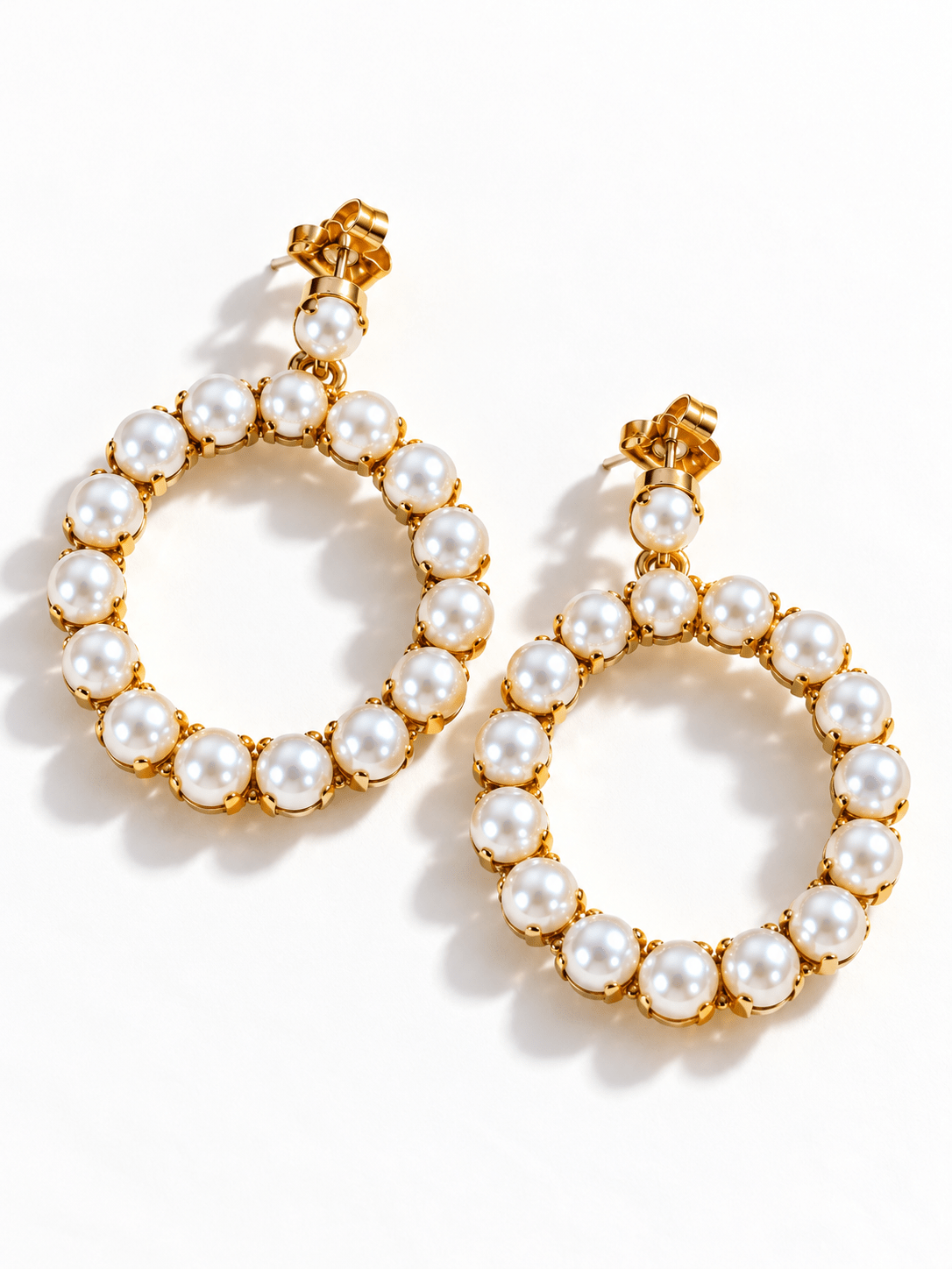 TOVA Vanna Pearl Hoop Drop Earrings - Freckled Poppy