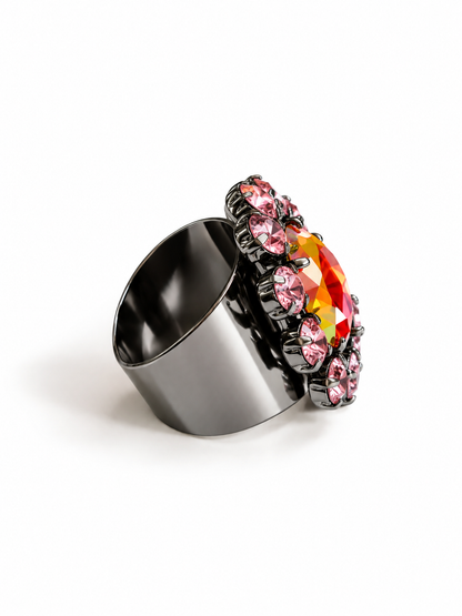 SIENNA Tova Rose Oval Ring In Pale Pink and Orange