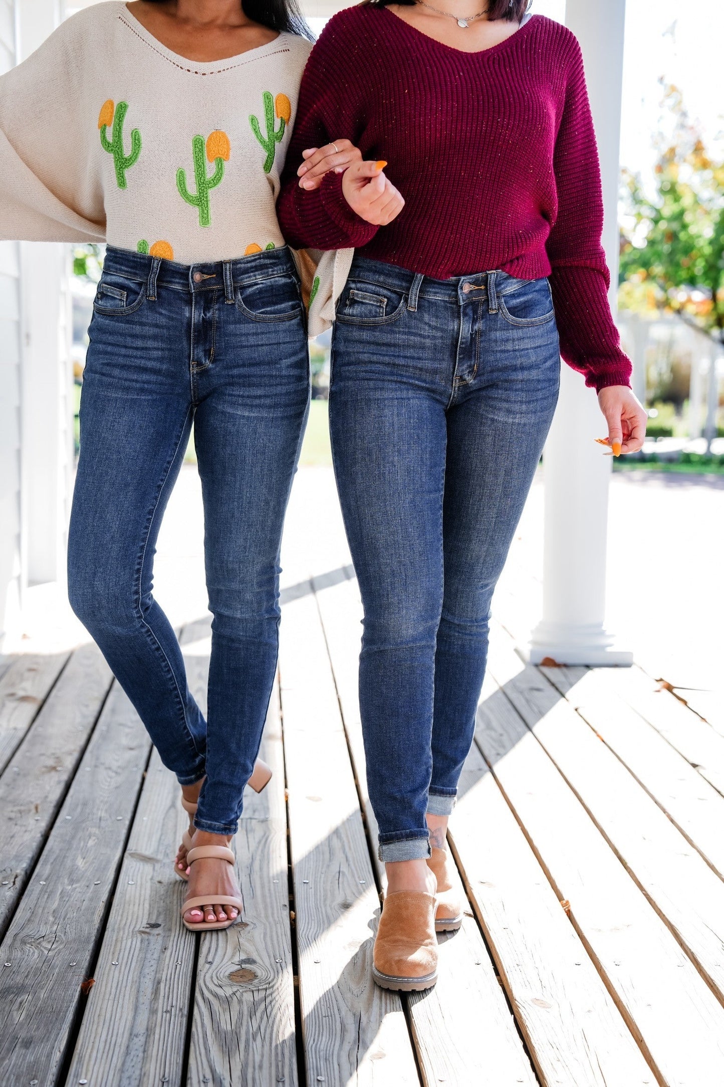 Judy Blue  8 Days A Week  Medium Wash Mid Rise Skinny jeans with Handsanding